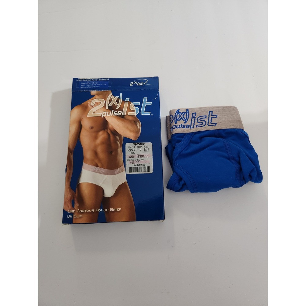 2(x)ist Contour Pouch Brief Sapphire Blue Pulse Vintage New In Box Small 28-30